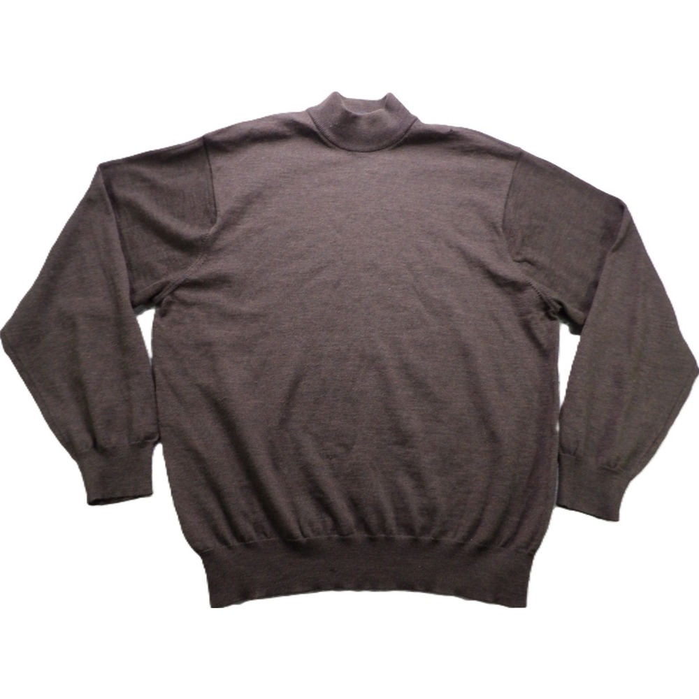 Jos A Bank 100% Merino Wool Base Layer Mock Neck Pullover Men L Brown Made Italy
